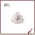 Ceramic butter Dish with decal pattern Bird on lid decorative